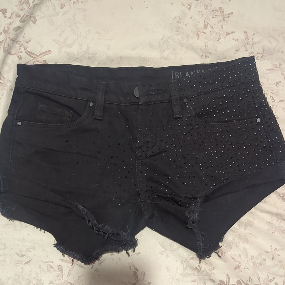 BLANKNYC BLACK STUDDED JEAN SHORTS